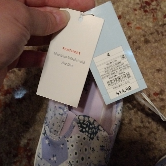 Girls size 4 Cat and Jack brand purple floral slip on shoes NWT - Picture 5 of 5